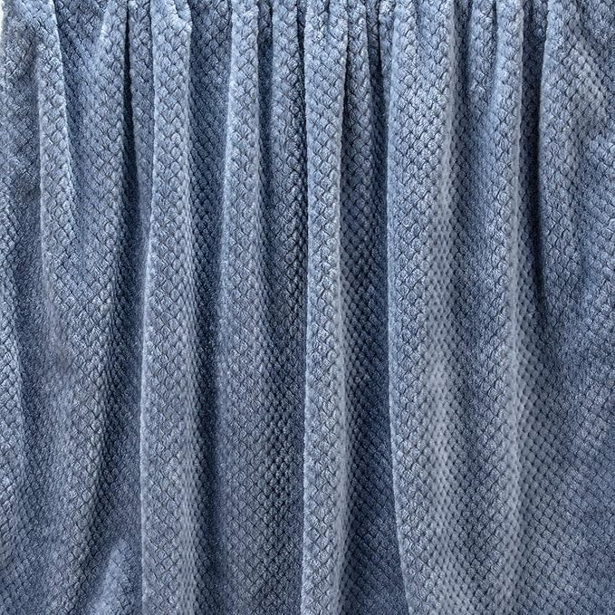 Fuzzy Throw Blanket, Plush Fleece Blankets for adults, Toddler, boys and Girls, Warm Soft Blankets and Throws for Bed, Couch, Sofa, Travel and Outdoor, Camping (Twin(60"x80"), XL1-Smoked Blue)