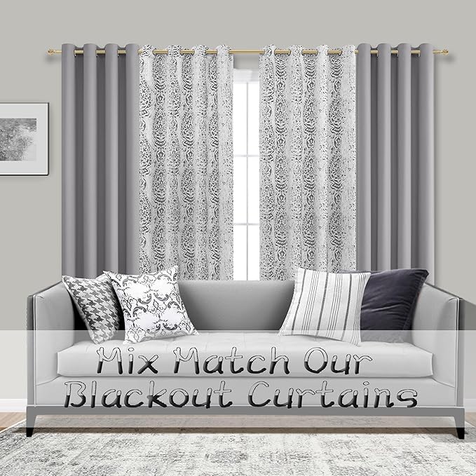 Mrs.Naturall Light Grey Blackout Curtains for Bedroom,Thermal Insulated Grommet Room Darkening Curtains for Living Room 72 Inches Long,Pale Gray
