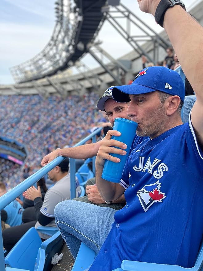 The LoudCup 20 oz Tumbler + Integrated Stadium Horn (Bluejay Blue) - Reusable Water Bottle for Sports Fans - Worlds Loudest Cup for Noisy Fans on Game Day & Tailgating