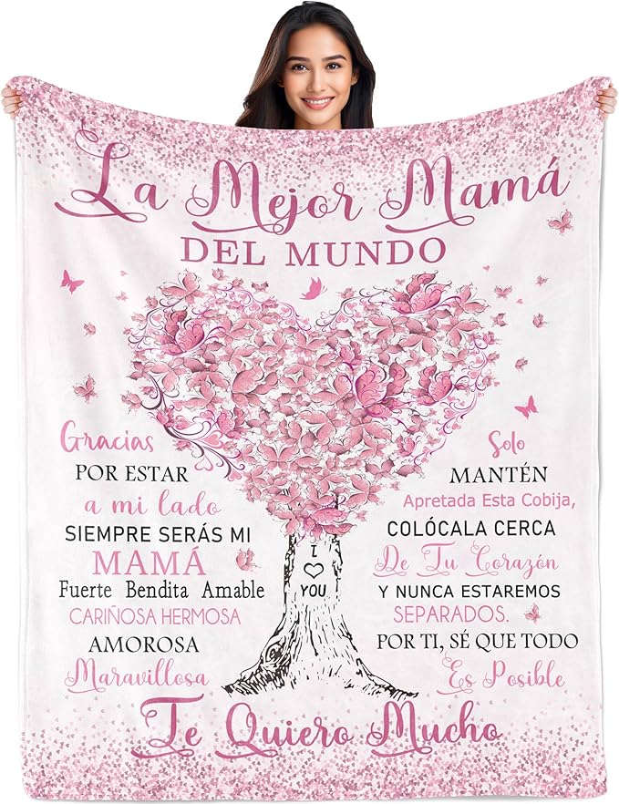 Regalos para Mamá, Mexican Mom Gifts, Regalos para Mama en Español, Gifts for Mom in Spanish, The Best Mom Gifts Blanket 50"x60", Mom Birthday Gifts, Mama Gifts, Mom Gifts from Daughters/Son