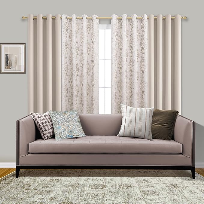 Taupe Curtains 84 Inch Length 2 Panels Set,Blackout Mushroom Tall Neutral Curtains for Living Room Bedroom 84 Inches Long