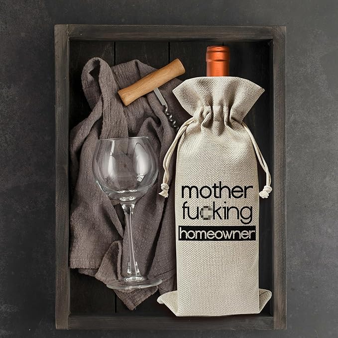 Housewarming Wine Bag - Housewarming Party Decorations - New Home Owner Gift - New House Congratulations decorations - Housewarming Party Supplies - Gift for Women Men - Realtor Gift - HiMo207