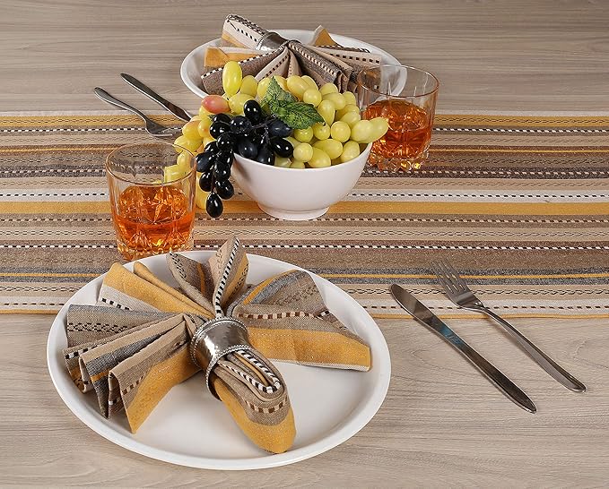 Cloth Napkins,Cotton Napkins,Dinner Napkins Cloth,Dinner Napkins,Cloth Napkins Set of 12 Cotton,Napkins Cloth,Cloth Napkins Cotton,Cotton Dinner Napkins, Salsa Stripe Napkins 18x18 Beige Multi